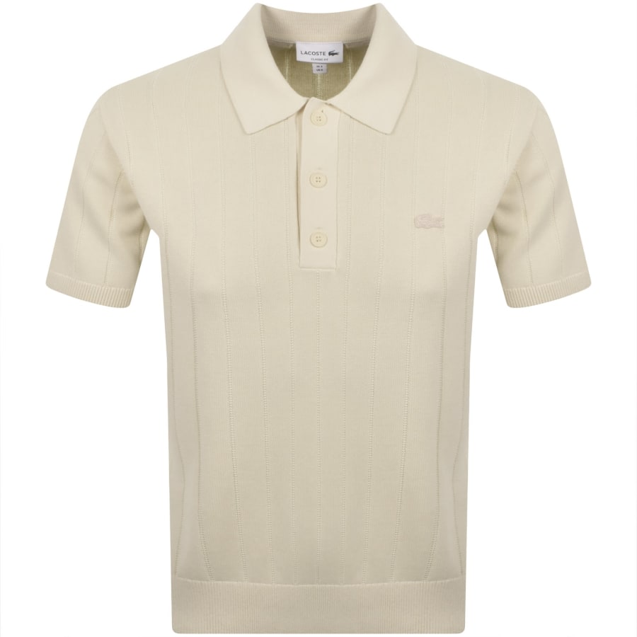 Lacoste Knit Polo Shirt Cream | Mainline Menswear us
